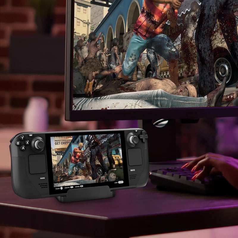 KUNSLUCK Stand Base for Steam Deck/Nintendo Switch 2, Steam Deck Stand with Anti-Slip Silicone Pad (Black) - Image 5